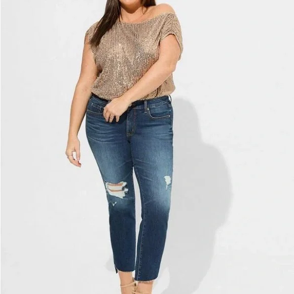 Torrid Gold Chic Off the Shoulder Sequin Blouse NWT - Picture 3 of 6